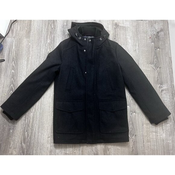 Tommy Hilfiger Overcoat Jacket Men's Size Small Full Zip Pockets Wool Blend Gray - Picture 1 of 13